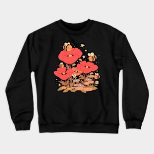 Cute bumblebees with flowers vintage Cottagecore Aesthetic Crewneck Sweatshirt